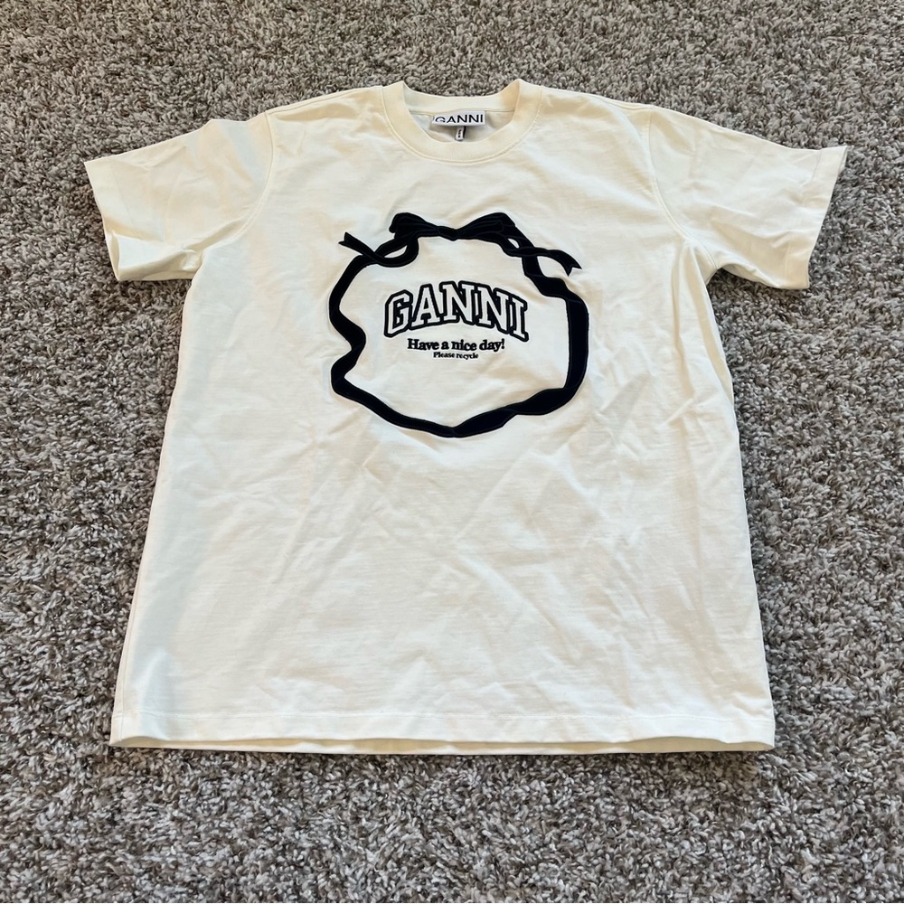 GANNI White Heavy Cotton T-Shirt